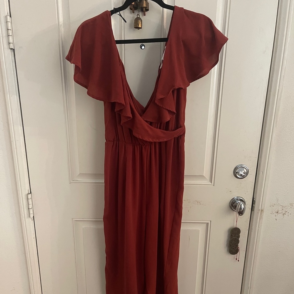 SUPERFOXX - Rust Ruffle Sleeve Jumpsuit/Romper